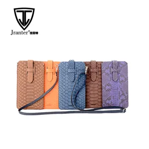 New arrival Custom python snakeskin cell phone pouch ,mobile phone pouch with Strap