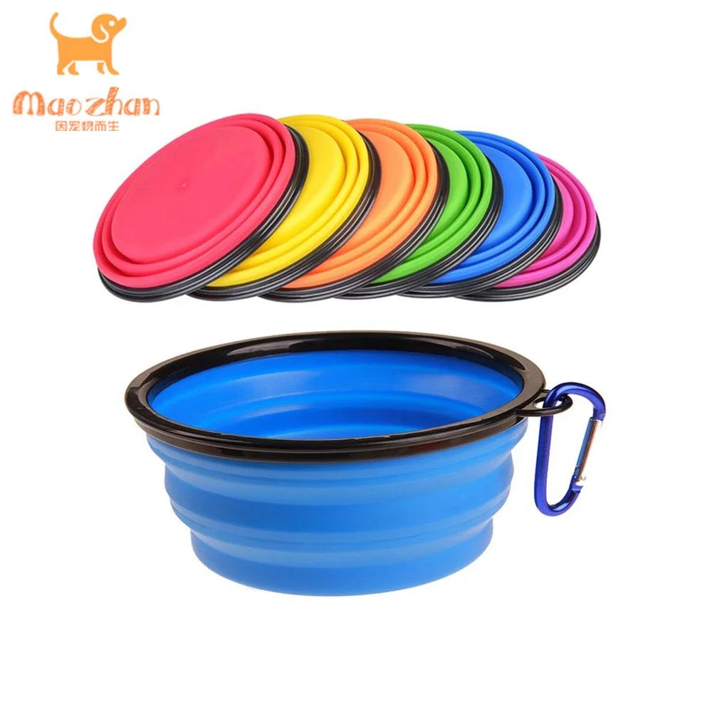 

1000ml / 350 ml custom Logo Collapsible Silicone Foldable Travel Food Pet Dog Bowl