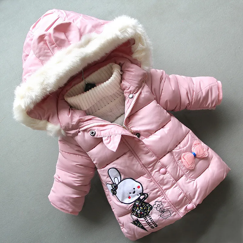 

Winter girls Coats children Outerwear kids winter down parkas coat warm fleece velvet parkas, As picture