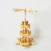 Religious crafts wooden nativity candle windmill decorations for table top holiday decor