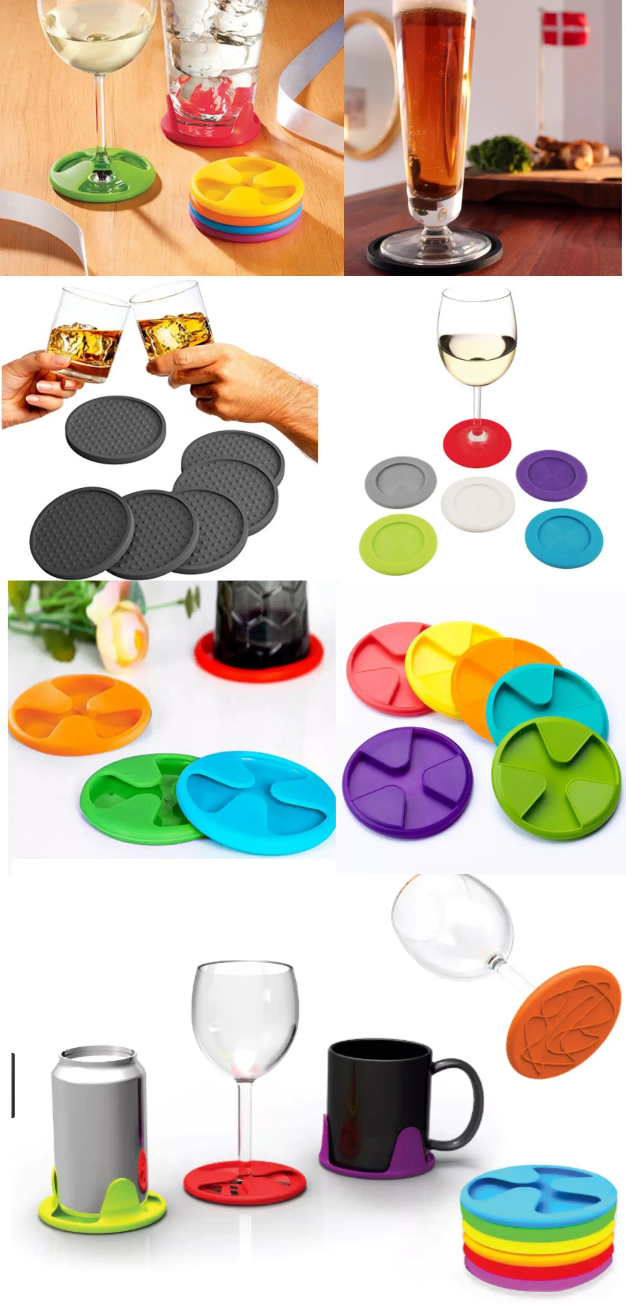 Fancy Wine Glass Grip,Round Silicone Mat &silicone Grip Coasters For