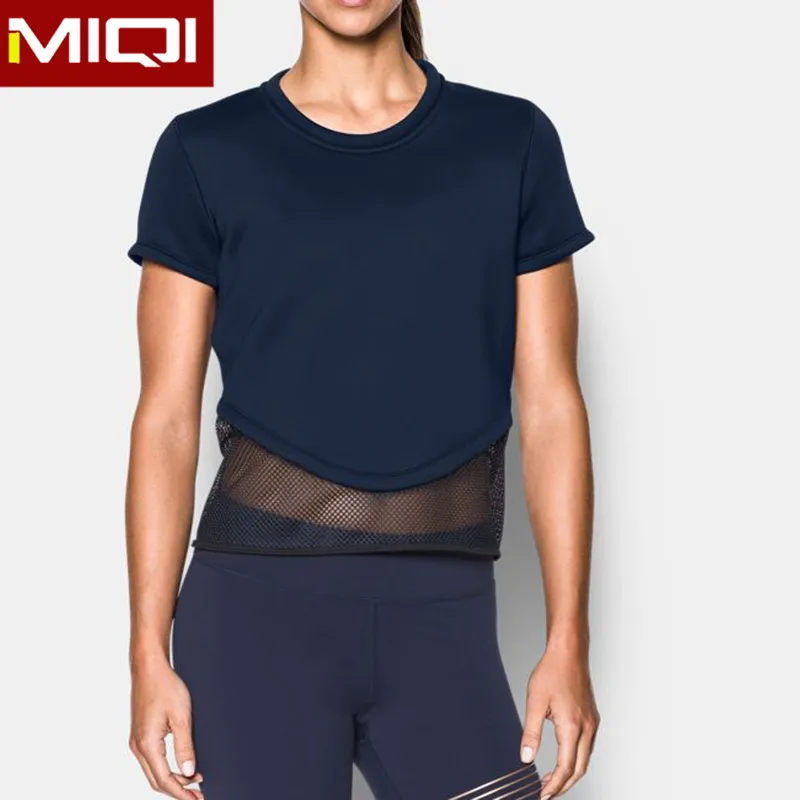 

Workout Clothing Manufacturer MIQI Wholesale Custom Sexy Mesh Short Sleeve Fitness Ladies Tank Top Gym, More than 31 colors are available