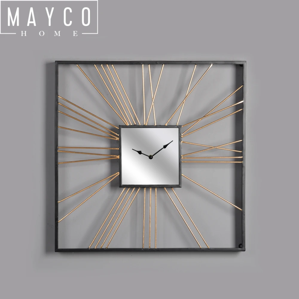 Mayco Square Wall Art Metal Mirror Clock For Living Room Buy Mirror Clock