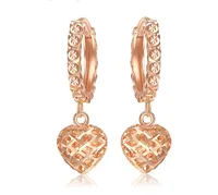 

Wholesale Fashion 18K Solid Gold Heart Drop Dangle Earring Pink For Women