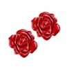 Kaimei 2018 wholesale jewelry christmas brass flowers earring designs new hip hop ruby red emerald flower shaped stud earrings