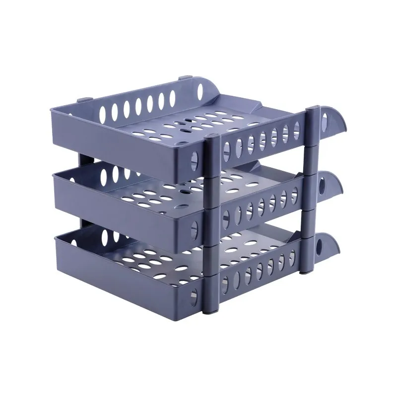 
US-3033 Folding Office File Tray 3 Layers Plastic Letter Organizer Desktop Paper Sorter 