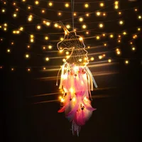 

Artilady Wholesale Pink Unicorn Dream Catcher With LED Lights For Girls Kids Bedroom Birthday Party Decor