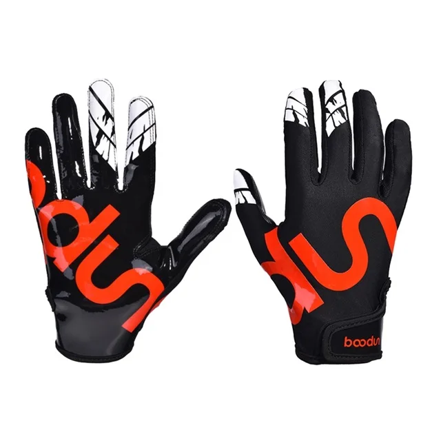 

boodun professional custom silicon non-slip grip baseball football batting Gloves, Black,red