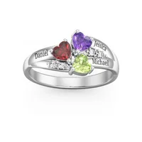 

Sterling silver personalized rings with color birthstones name customized