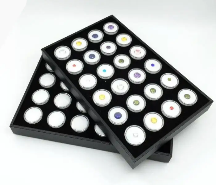 

24 pcs small round boxes acrylic clear loose stone display box round gemstone boxes, N/a