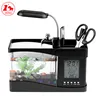 5V USB Acrylic Desktop Aquarium Mini Fish Tank Aquarium with LED Lamp Light LCD Timer Clock Display Screen and Clock Mini