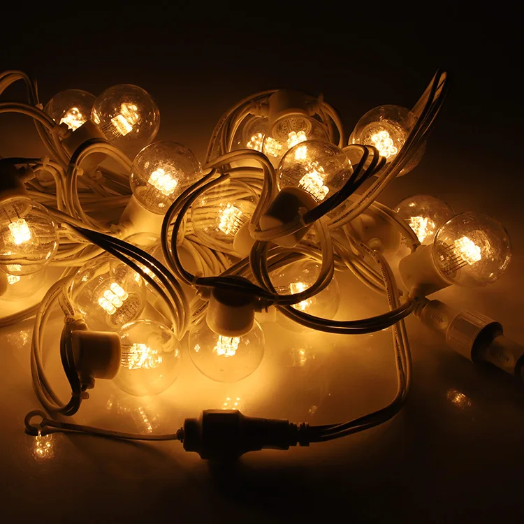 Led festoon lighting white cable with bulbs 10m 20lamps g45 led globe ball light for outdoor garden decor string lights