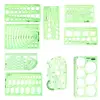 9 pcs Clear Plastic Measuring Templates For School Office Supplies