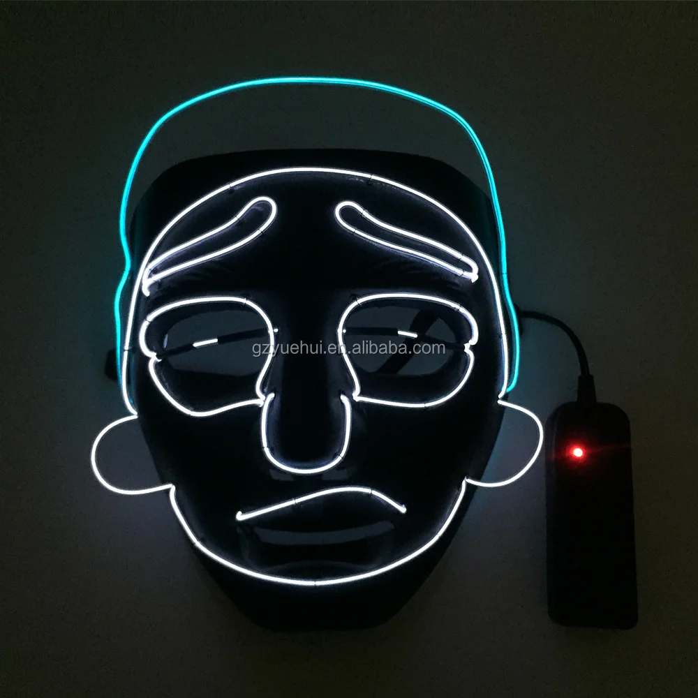 Led Strip Neon Glow Light Glowing Morty Mask Rave Clothing  Accessory Led Strip Hipster Favors Mask High Grade Birthday Gift