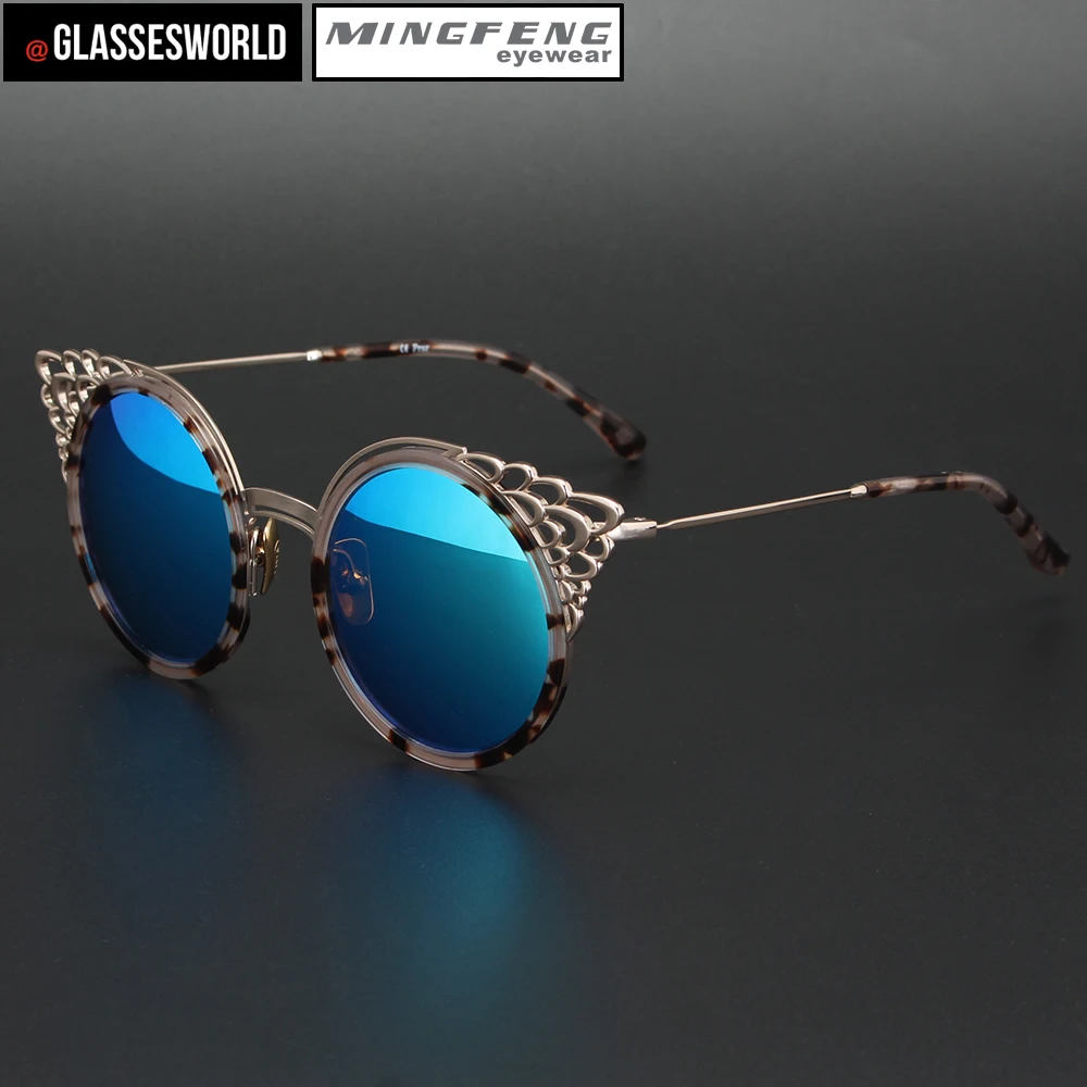 

Fashion round acetate women sunglasses with high quality metal retro design own sun glasses