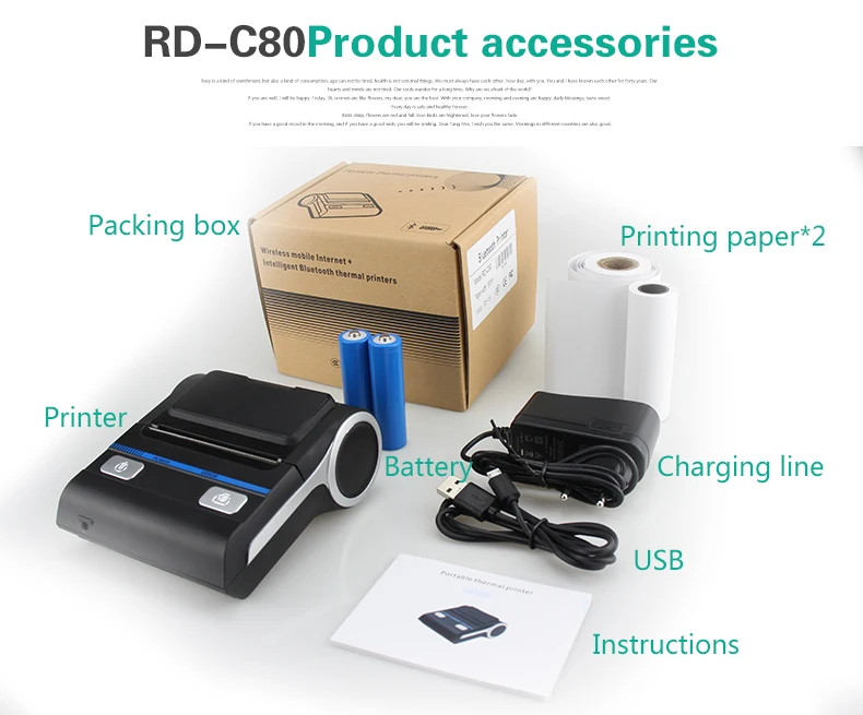 Radall Rd-c80 80mm Pos Terminal Mini Portable Bt Android Mobile Ios ...