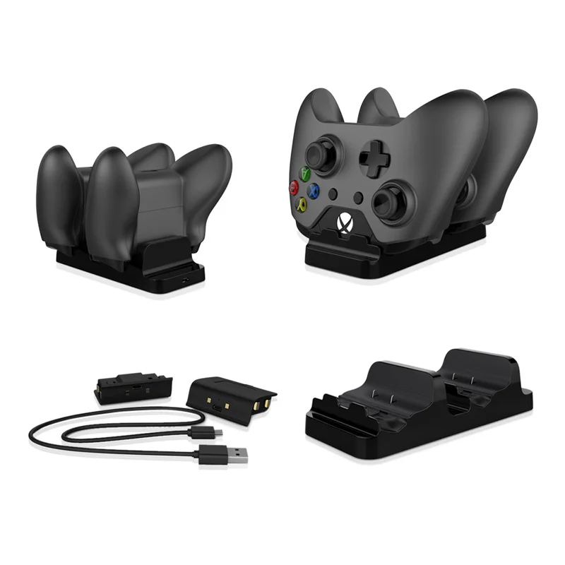 Dual Charging Dock Station Fast Charger+2 Rechargeable Batteries Battery Pack+USB Cable for X BOX ONE Game Controller