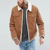 2017 popular items soft fitted splicing lined cord jacket men winter with fur collar