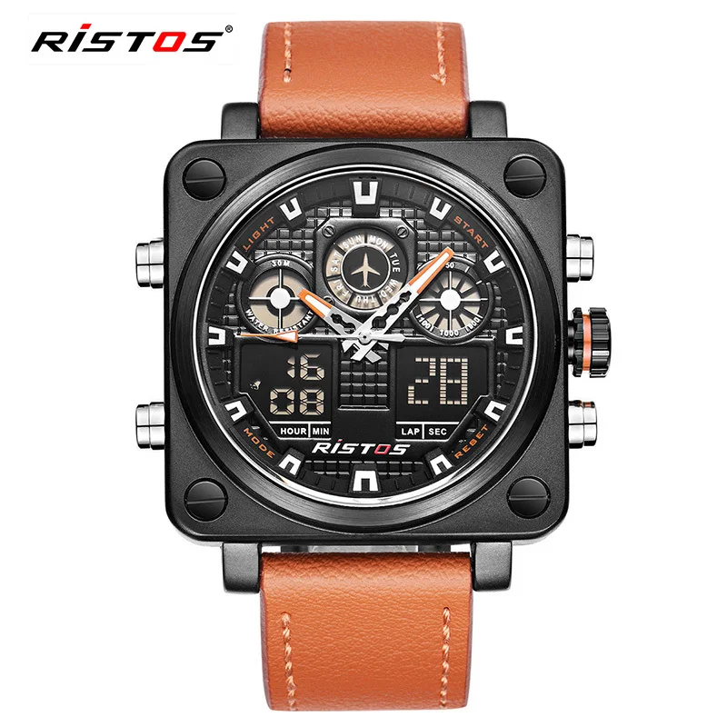 

Fashion RISTOS 9343 Watch Chronograph Analog Casual Man Wrist Watch Multifunction Sports Watches Men, 3 colors