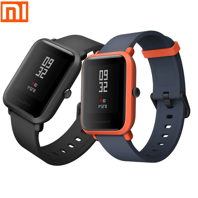 

International editoin xiaomi amazfit BIP smart watch A1608 real-time heart rate 45 days battery life fitness track waterproof, Gray;orange;green;black