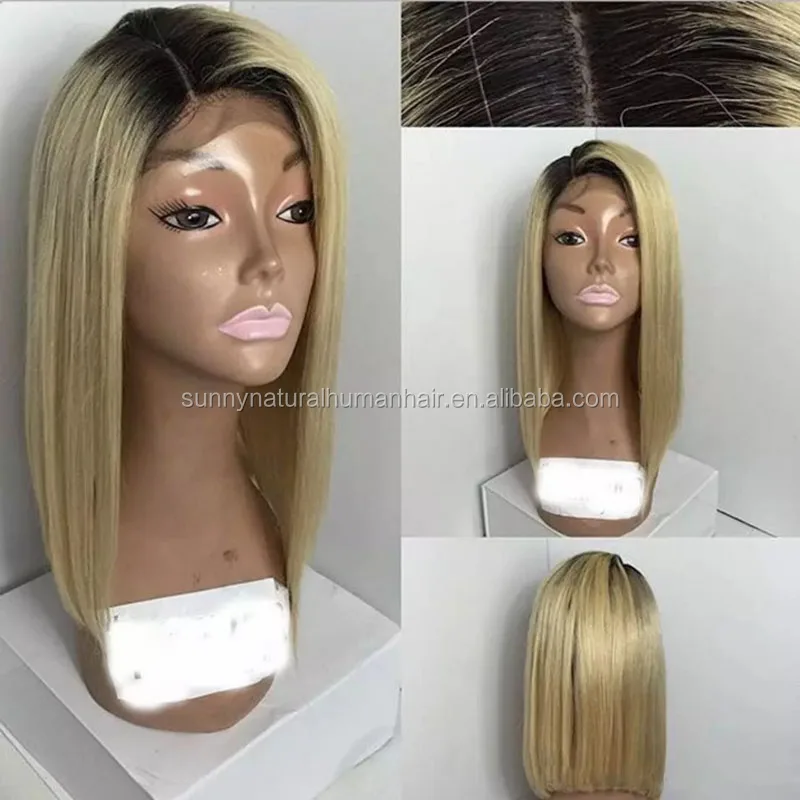 

no shedding no tangle bob human hair ombre blonde brazilian hair full lace wig with baby hair glueless lace front wig for black, N/a