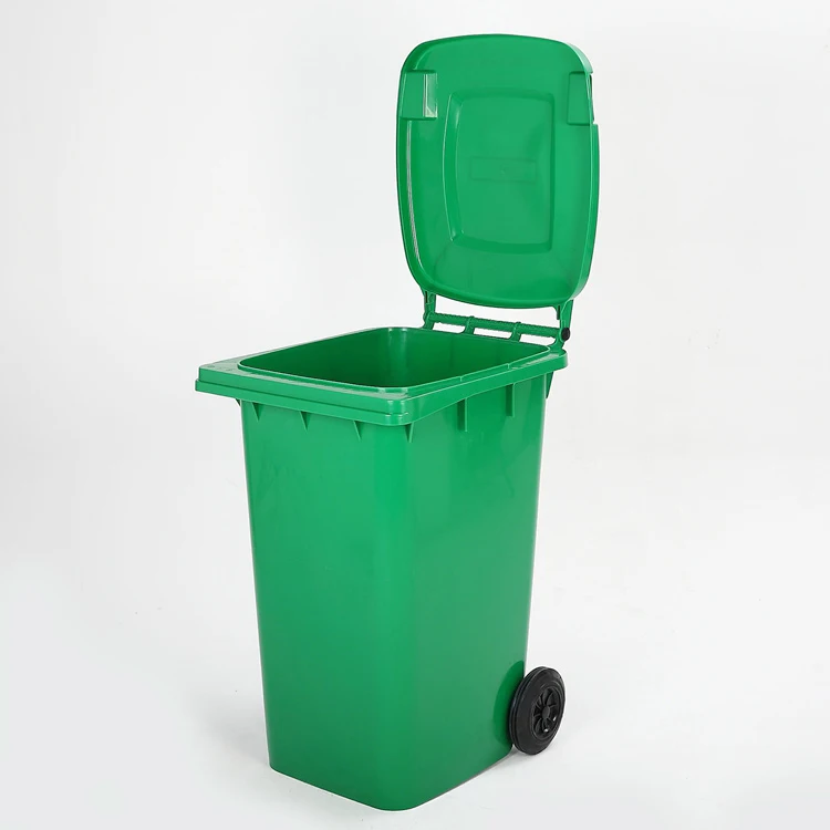 

50L/100L/120L/240L/360L HDPE EN840 Outdoor Plastic garbage bin on wheels, Dark green;blue and green