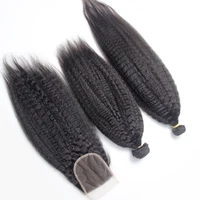 

Light Yaki Brazilian Hair Extension Human Hair Bundles Natural Black Lace Closure with Baby Hair