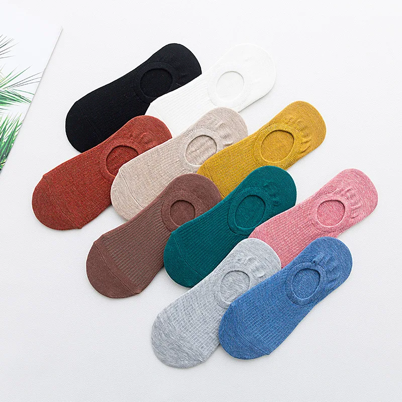 

Fashionable summer solid color no show non slip invisible short socks