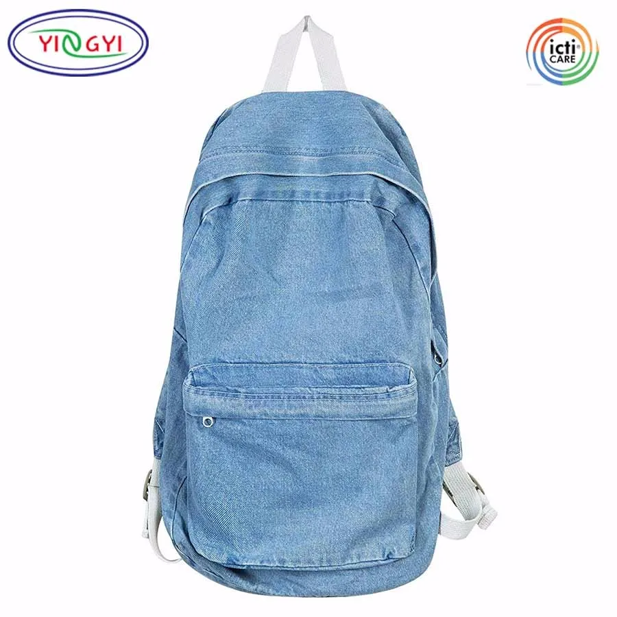 denim school backpack