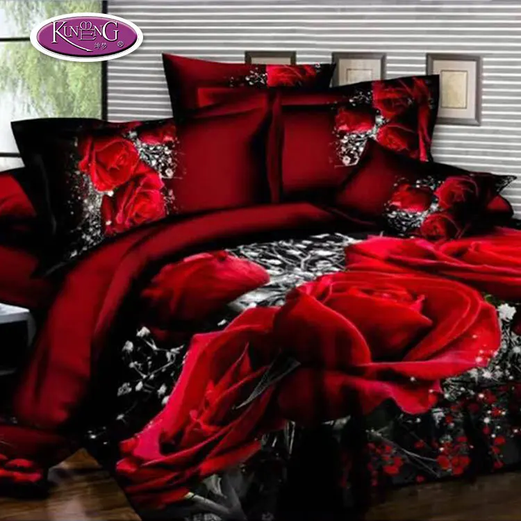 Beijing Home Textile Black Color Red Rose Microfiber 3d Queen Size Comforter Sets View Queen Size Comforter Sets Kunmeng Product Details From Beijing Kunmeng Textile Co Ltd On Alibaba Com