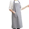 Nordic style gray striped pattern anti-fouling apron for promotion in stock