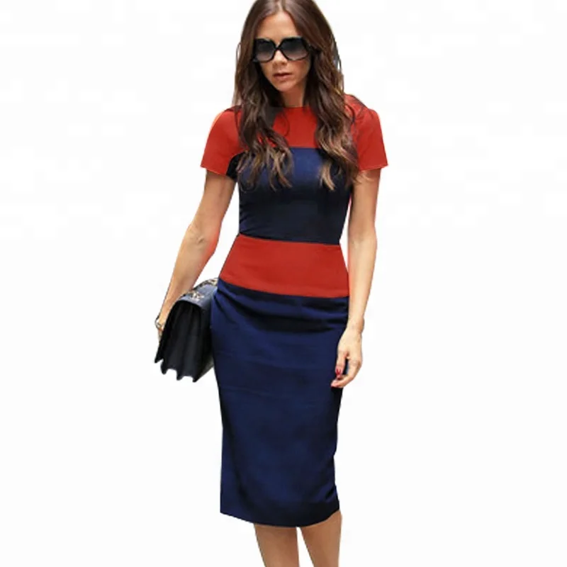 

Casual Women Clothing Dress Elegant Summer Striped Office Pencil Dress, Customized