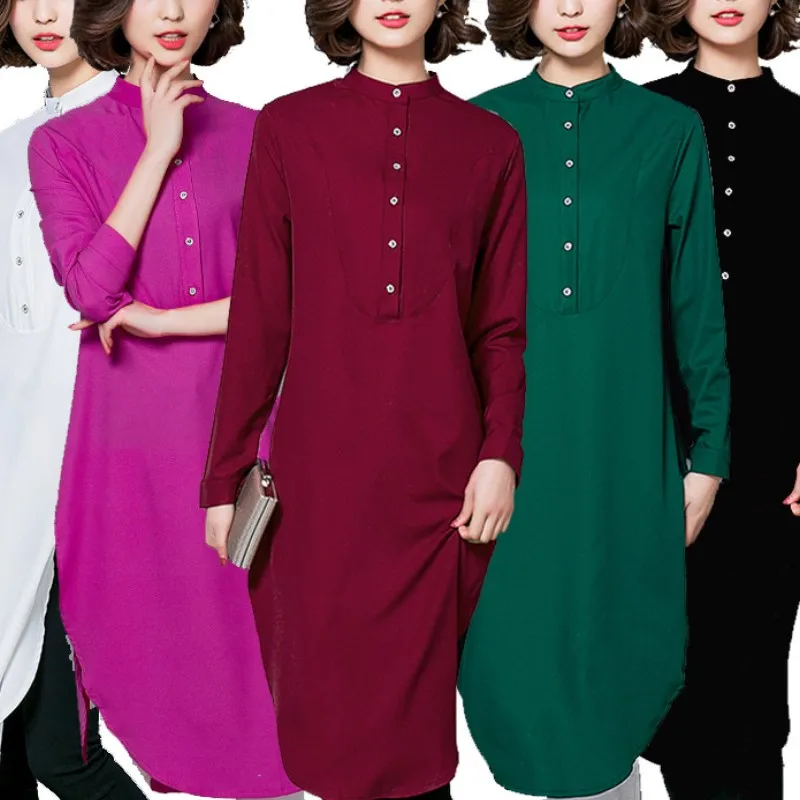 

YSMARKET Hot Sale Long Sleeve Shirt Top Loose Muslim Chiffon Blouse Casual Tops Turkish Islamic Abaya Clothing E6218