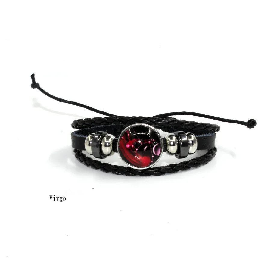 

Custom New Chinese Bead Bracelet Handmade Beads Leather Zodiac Bracelets for Mens, Black