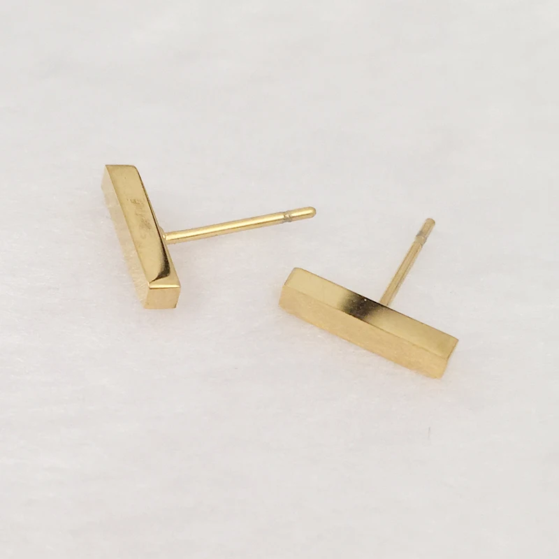 

Simple Small Gold Plated Minimalist Jewelry Tiny bar Earring Stud for Women
