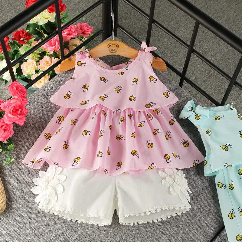 

China Yiwu Hot Selling Cute Baby Girl Boutique Clothing Set, As shown