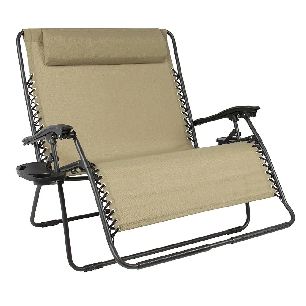 Outdoor 2 Person Double Wide Beige Folding Zero Gravity Chair - Buy