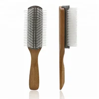 

Bamboo Handle White Nylon Cushioned Hairbrush Detachable Head 9 Row Vent Styling Brush For Men