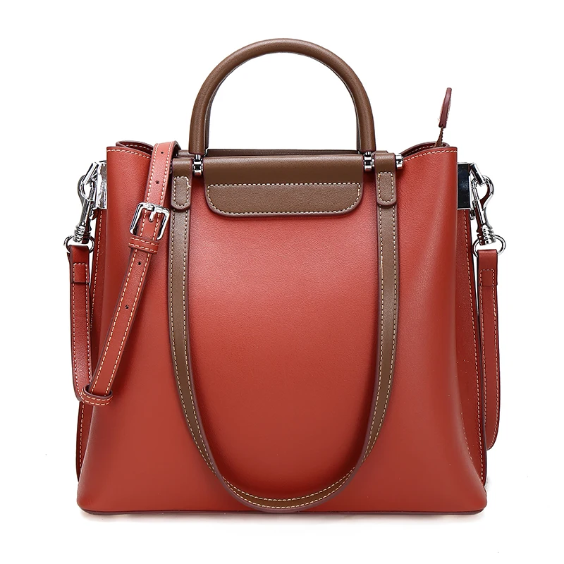 

Women's Handbag Genuine Leather Tote Shoulder Bags Handbags Professional Women, Wine red