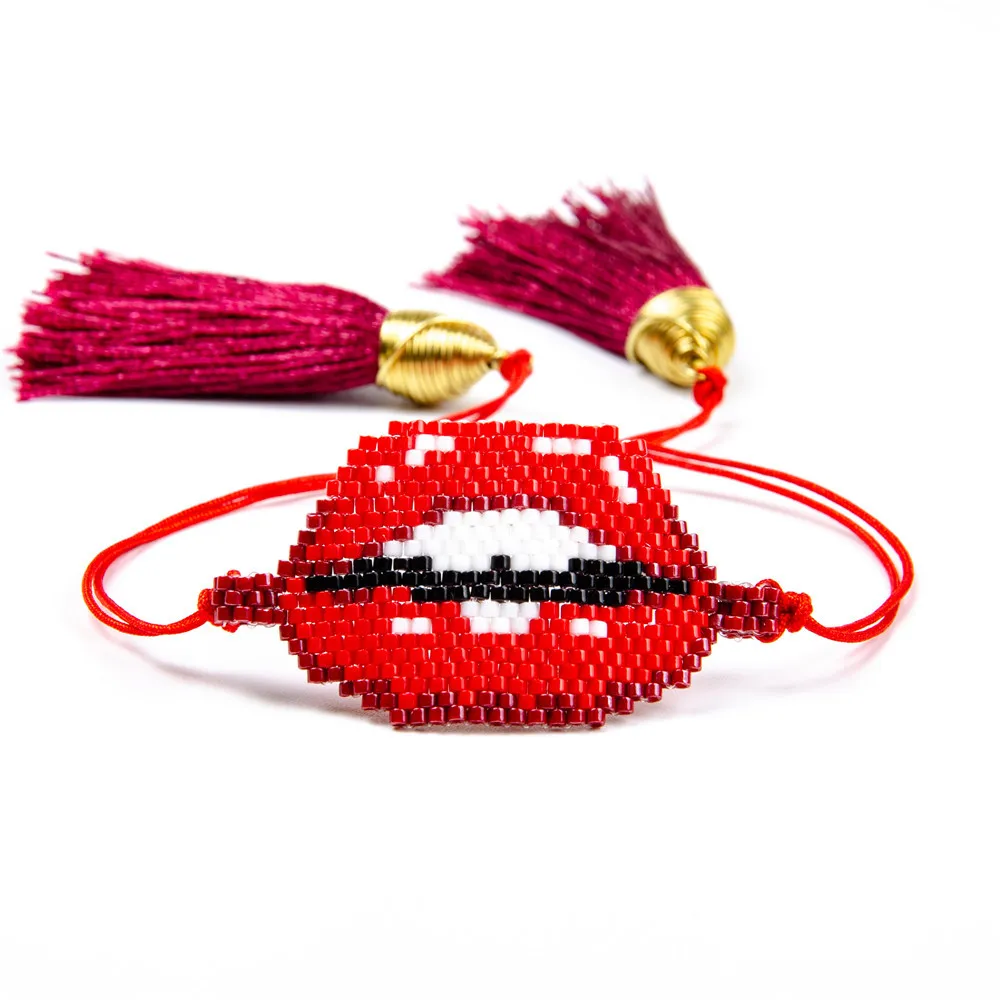 

tassel jewelry Miyuki rice beads hand-woven lips mouth pattern Europe and the United States miyuki bracelet
