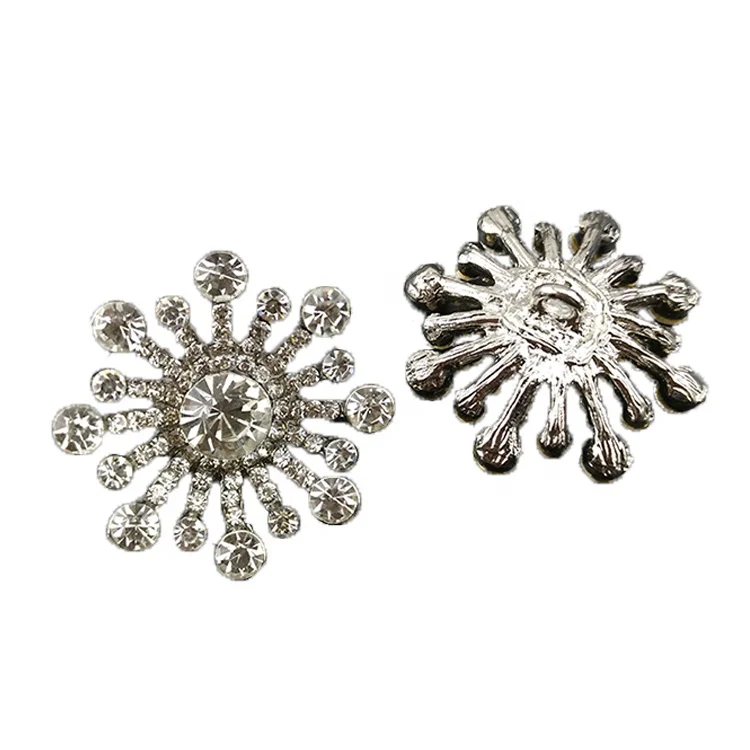 

28mm Crystal Stone Shank Buckle Button Flower For wedding Invitation, Silver,cream-colored