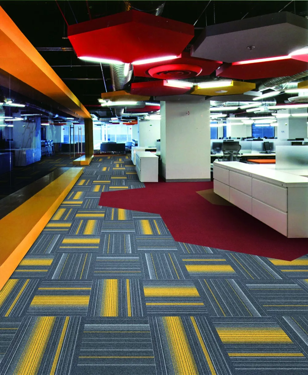 Pvc Backing Nylon Bright Color Square Commercial Anti Static Carpet