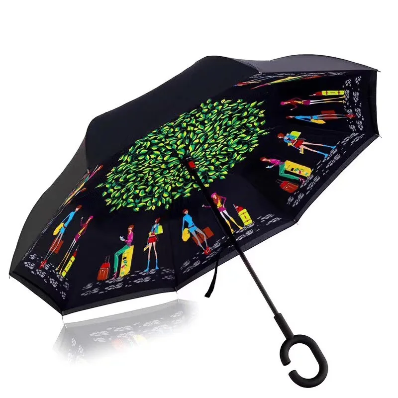 

Custom logo extra large 24 inch manual magic inverted umbrella, Pantone color