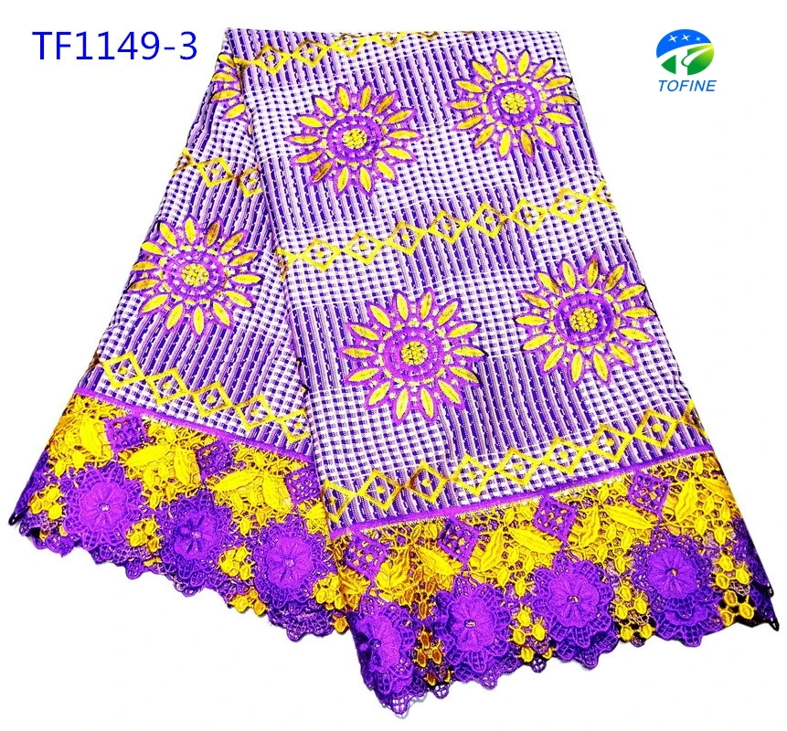 
New hot selling 100% cotton ankara holland wax print fabrics with embroidery lace 
