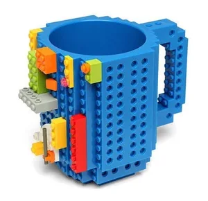Image of Wholesale Funny Building Blocks Coffee Mug DIY Build-on Brick Plastic Tea Cup Mug for Gifts