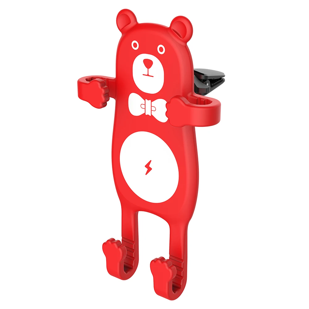 

Christmas Gifts Cute Cartoon Phone Holder Car Fast Qi Wireless Charging, Black;red;pink