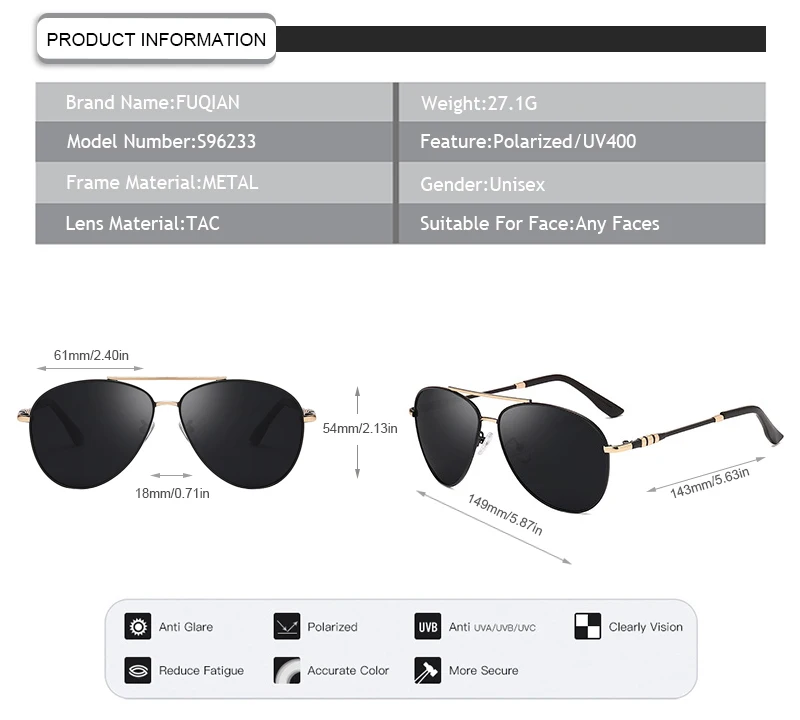 High Quality Polarized Small  Frame Men TAC Pilot Men Luxury Eyewear
