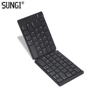Slim Portable Leather Folding Wireless Bluetooth Keyboard for Smartphones iPad Tablet