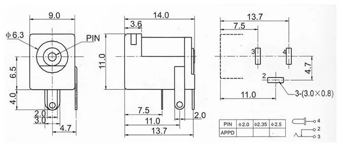 Hot Sale 3 Pin Pcb Mount Barrel Type Dc-005 Black Dc Power Jack Socket ...