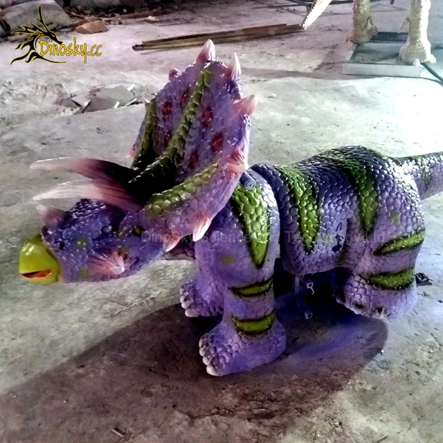 

Attractive coin operated Electric Triceratops dinosaur rides in purple for kids and parents, Picture,customized colour